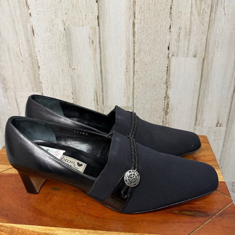 NWT Brighton Women's Quincy Block Heels Black Size 7.5 Braided Detail - Picture 8 of 8